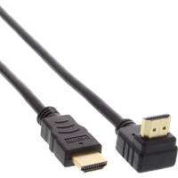 INLINE - HDMI HS Kabel - gewinkelt - mit Eth. - ST / ST - verg. Kont. - schwarz - 0,5m