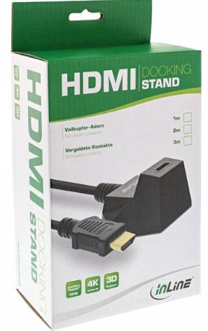 INLINE - HDMI-HS Verl. m. Standfuß - m. Eth. - 4K2K - ST / BU - schwarz / gold - 3m