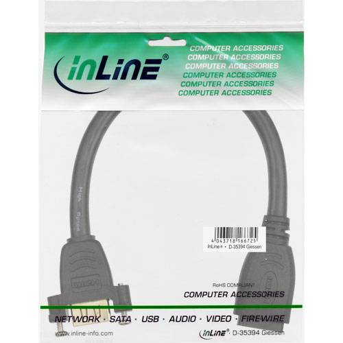 INLINE - HDMI Adapterkabel zum Einbau - HDMI A Buchse/Buchse - vergoldete Kontakte