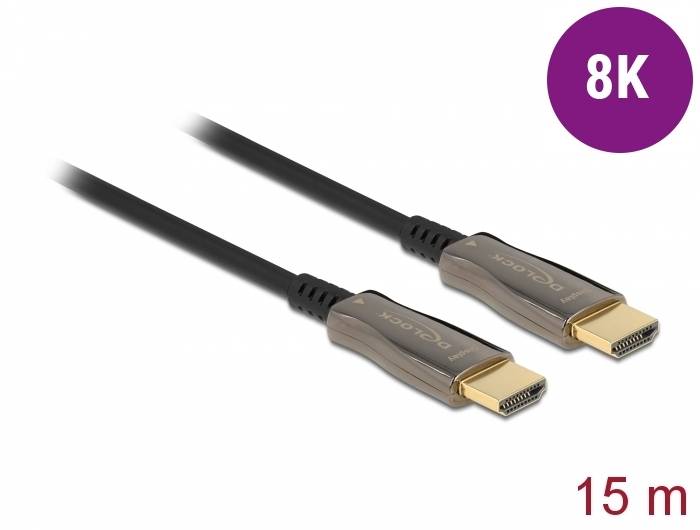 Delock - High Speed - HDMI-Kabel - HDMI männlich zu HDMI männlich - 15 m - Glasfaser - Schwarz - unterstützt 8K 60 Hz (7
