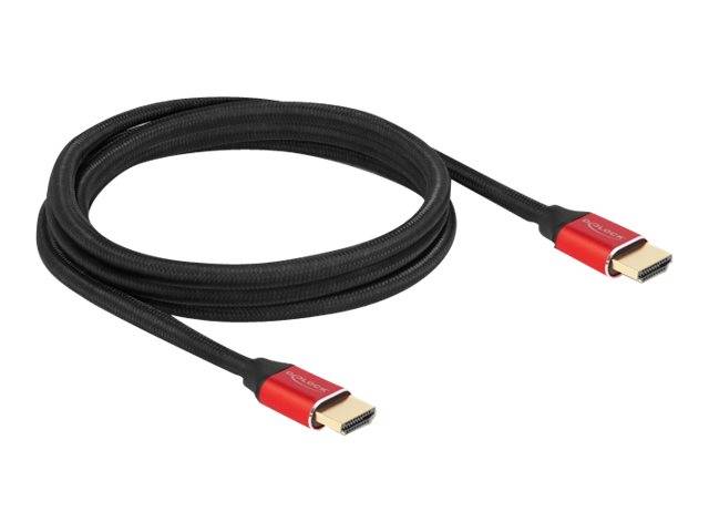 Delock - Ultra High Speed HDMI-Kabel - HDMI männlich bis HDMI männlich - 2 m - Dreifachisolierung - Rot - hauchvergoldete Kontakte, unterstützt 8K