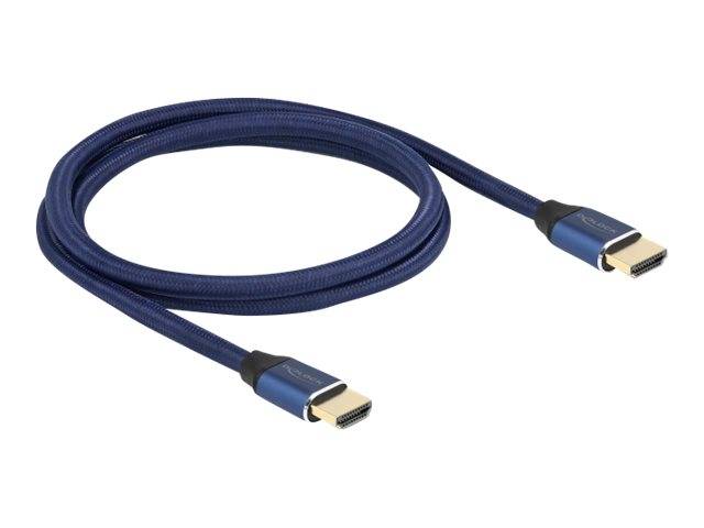 Delock - Ultra High Speed HDMI-Kabel - HDMI männlich bis HDMI männlich - 1 m - Dreifachisolierung - Blau - hauchvergoldete Kontakte, unterstützt 8K