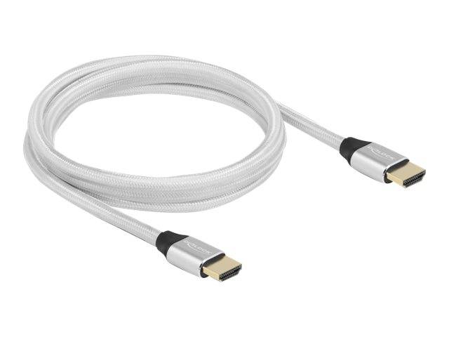 Delock - Ultra High Speed - HDMI-Kabel - HDMI männlich zu HDMI männlich - 2 m - Dreifachisolierung - Silber - hauchvergo