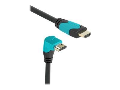 Delock - High Speed - HDMI-Kabel - HDMI männlich gerade bis HDMI männlich nach unten abgewinkelt - 3 m - Schwarz, Türkis - Dolby DTS-HD Master Audi