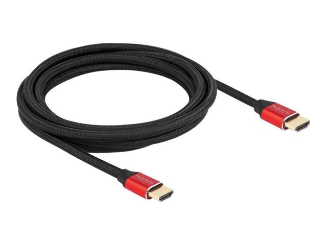 Delock - Ultra High Speed HDMI-Kabel - HDMI männlich bis HDMI männlich - 3 m - Dreifachisolierung - Schwarz, Rot - hauchvergoldete Kontakte, unterst