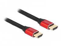 Delock - Ultra High Speed HDMI-Kabel - HDMI männlich bis HDMI männlich - 3 m - Dreifachisolierung - Schwarz, Rot - hauchvergoldete Kontakte, unterst