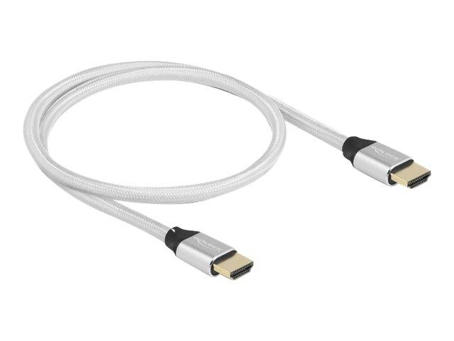 Delock - Ultra High Speed HDMI-Kabel - HDMI männlich bis HDMI männlich - 50 cm - Dreifachisolierung - Silber - hauchvergoldete Kontakte, unterstütz