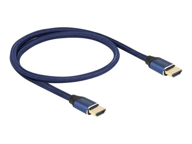 Delock - Ultra High Speed HDMI-Kabel - HDMI männlich bis HDMI männlich - 50 cm - Dreifachisolierung - Blau - hauchvergoldete Kontakte, unterstützt