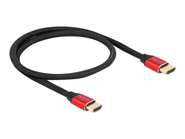 Delock - Ultra High Speed HDMI-Kabel - HDMI männlich bis HDMI männlich - 50 cm - Dreifachisolierung - Rot - hauchvergoldete Kontakte, unterstützt