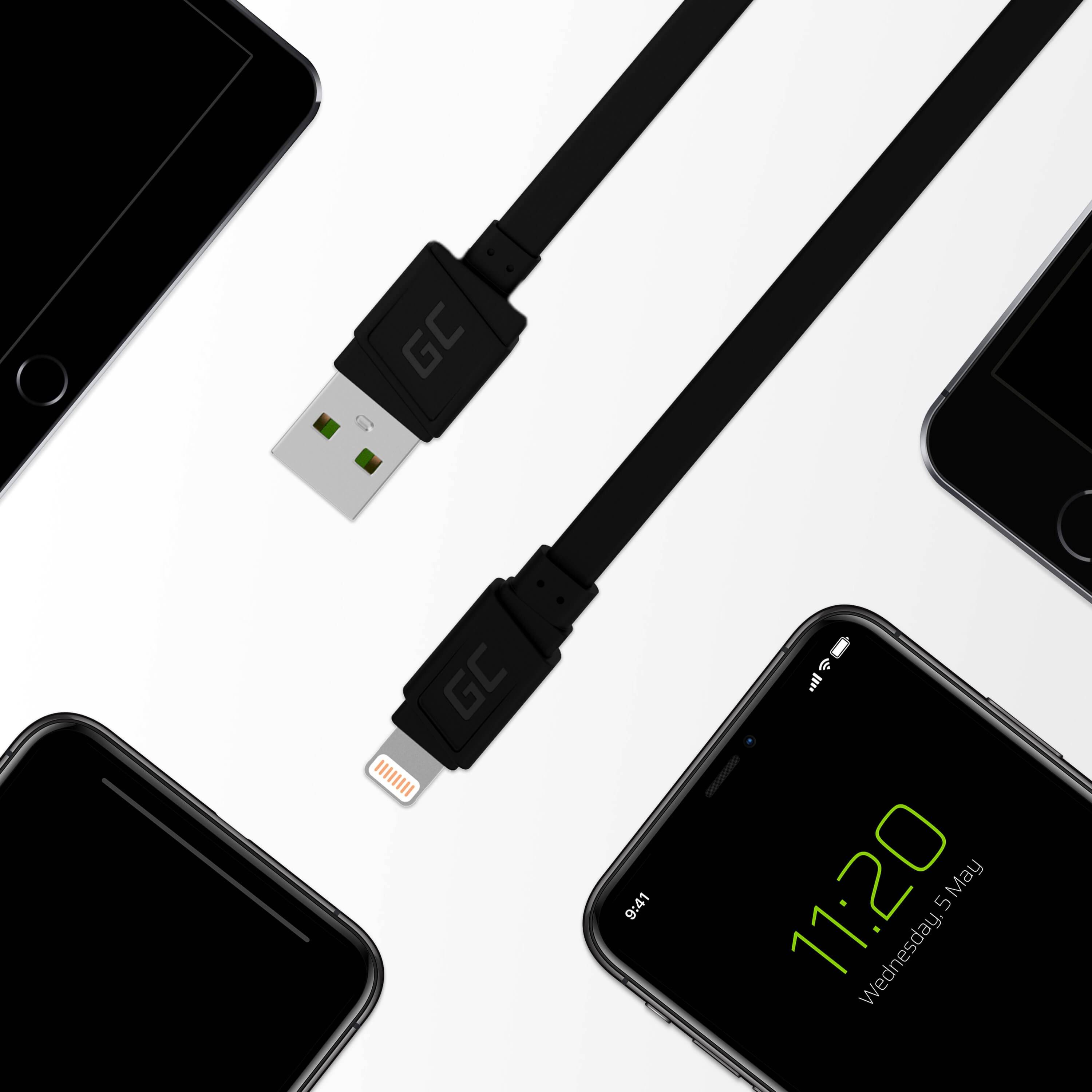 Mattes Flachkabel - USB-A zu Lightning - Schnellladung - 25cm