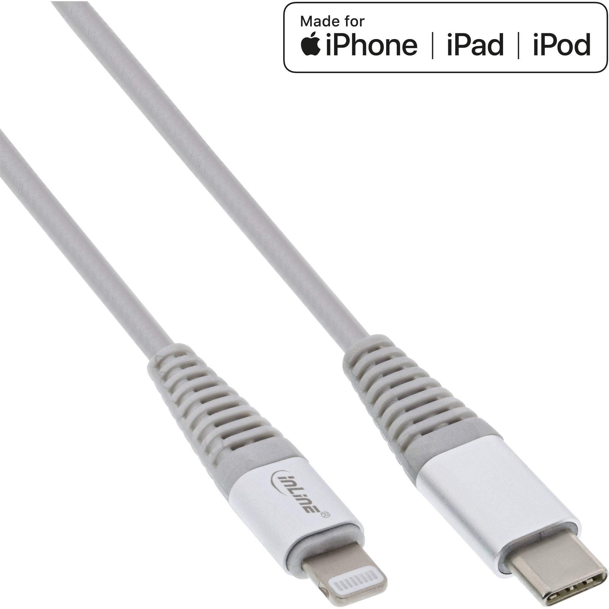 InLine - Lightning-Kabel - Lightning männlich bis USB-C männlich - 1 m - Silber - für Apple iPad/iPhone/iPod (Lightning)