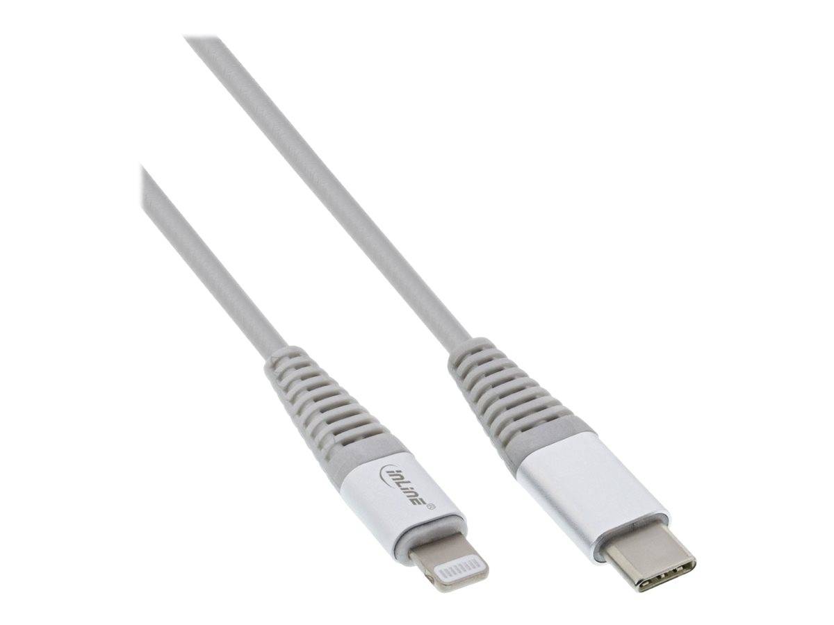 InLine - Lightning-Kabel - Lightning männlich bis USB-C männlich - 1 m - Silber - für Apple iPad/iPhone/iPod (Lightning)