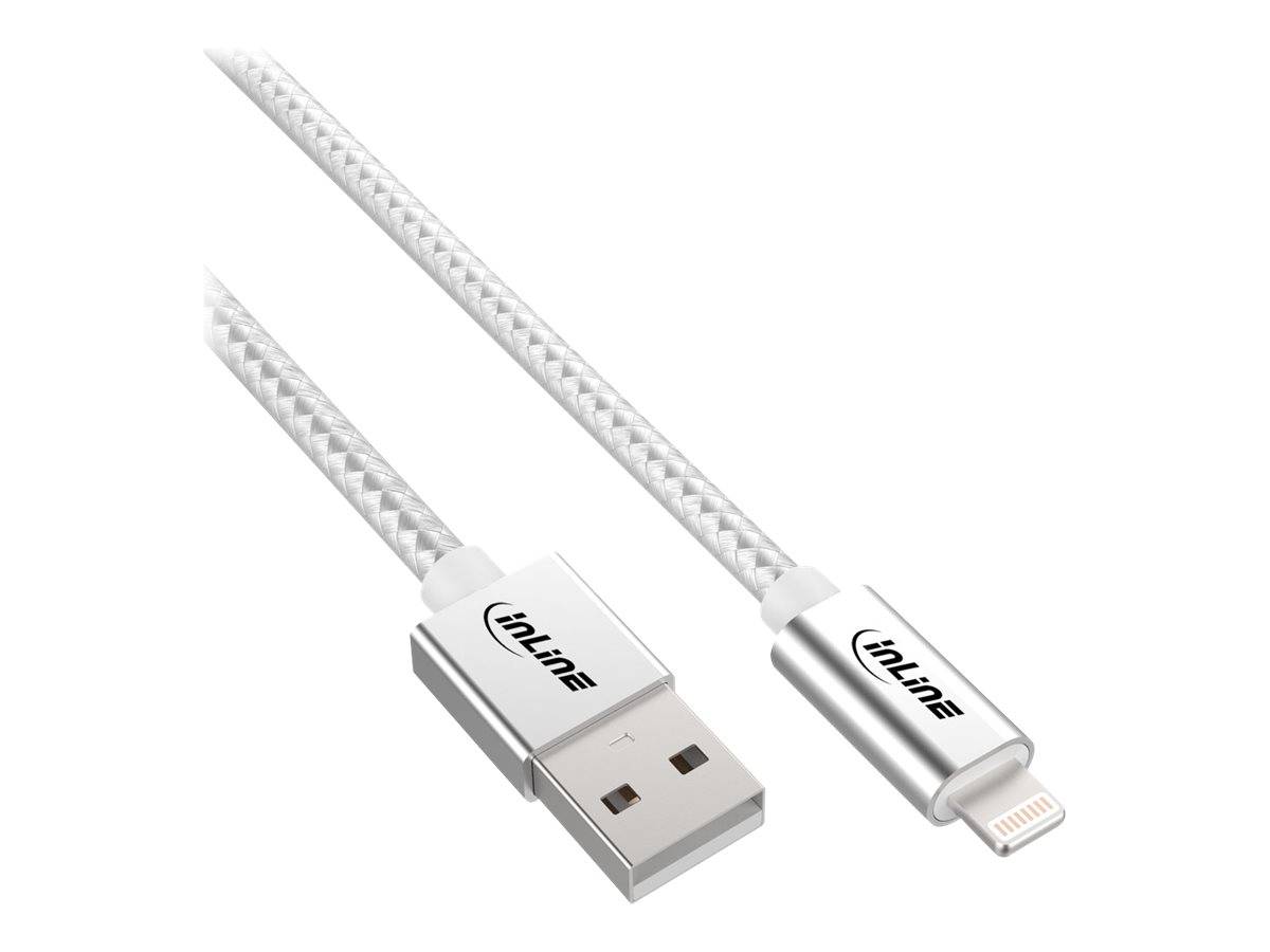 INLINE - Lightning USB Kabel - für iPad - iPhone - iPod - silber/Alu - 2m MFi-zert.