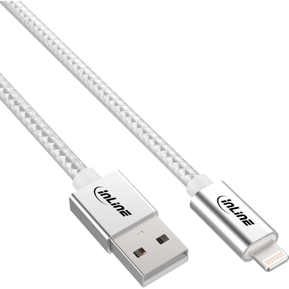 INLINE - Lightning USB Kabel - für iPad - iPhone - iPod - silber/Alu - 2m MFi-zert.