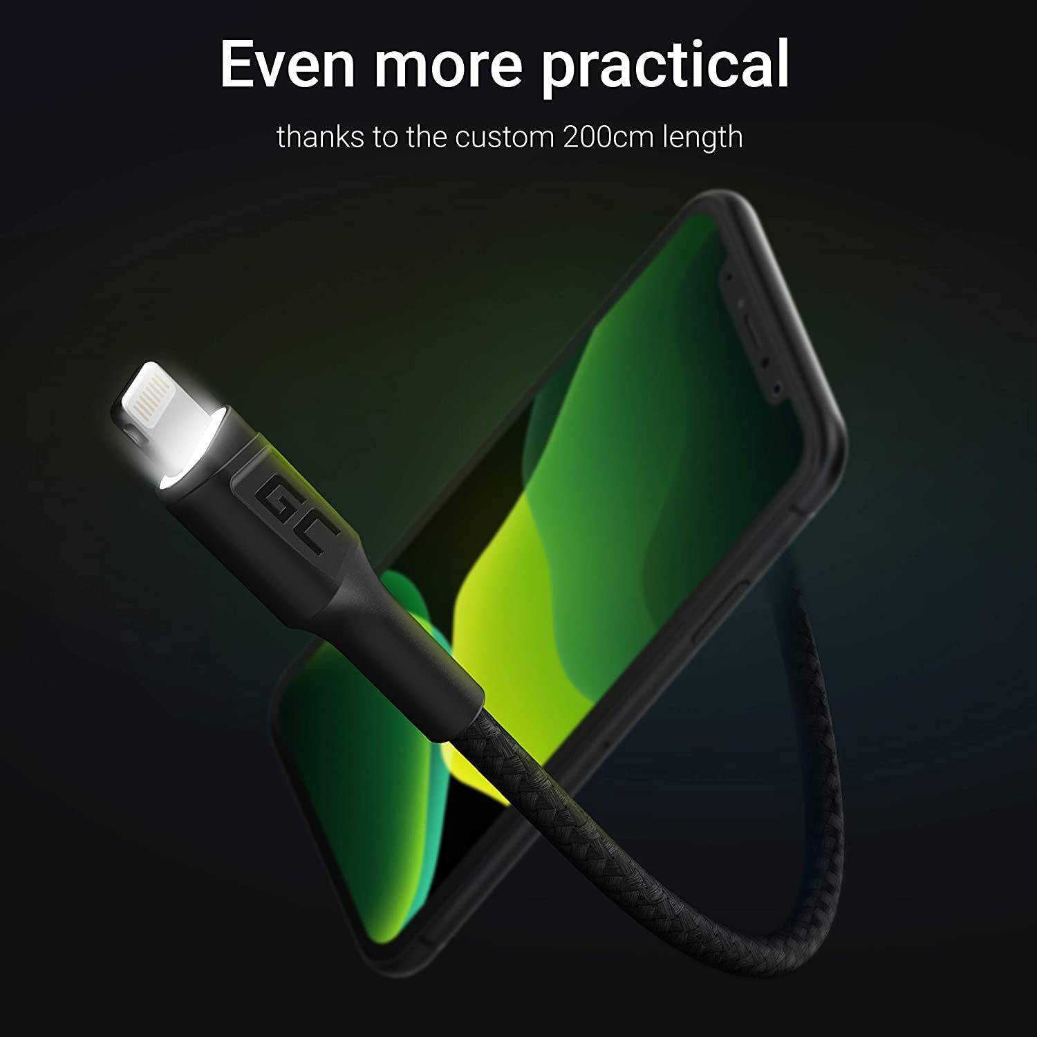 Green Cell GC Ray - Lightning-Kabel - USB männlich zu Lightning männlich weiße LED-Beleuchtung