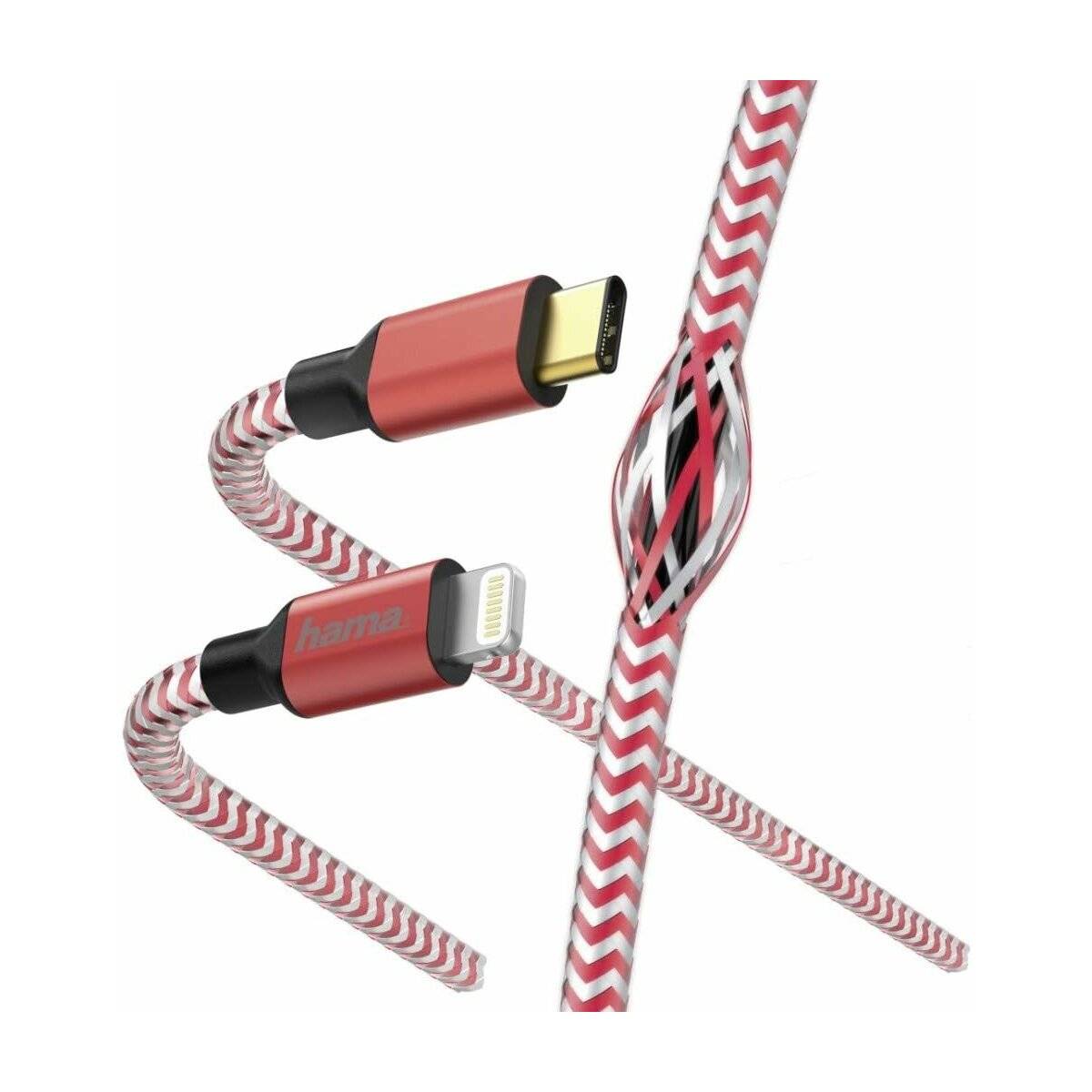 Hama Reflektierendes Schnelllade-/Datenkabel, USB-C - iPhone 1,5 m, Rot