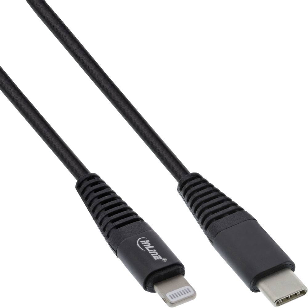 InLine - Lightning-Kabel - Lightning männlich bis USB-C männlich - 1 m - Schwarz - für Apple iPad/iPhone/iPod (Lightning)