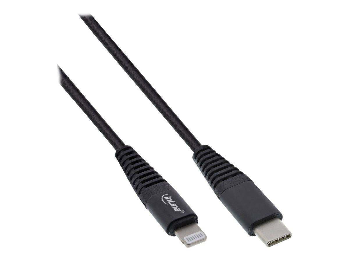 InLine - Lightning-Kabel - Lightning männlich bis USB-C männlich - 1 m - Schwarz - für Apple iPad/iPhone/iPod (Lightning)