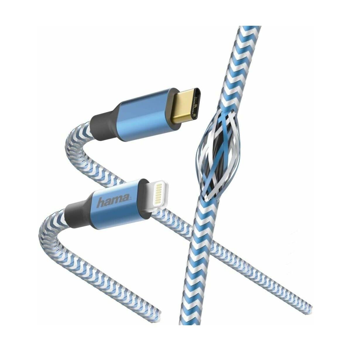 Hama Lade-/Datenkabel Reflective, USB-C - iPhone, 1,5 m, Blau