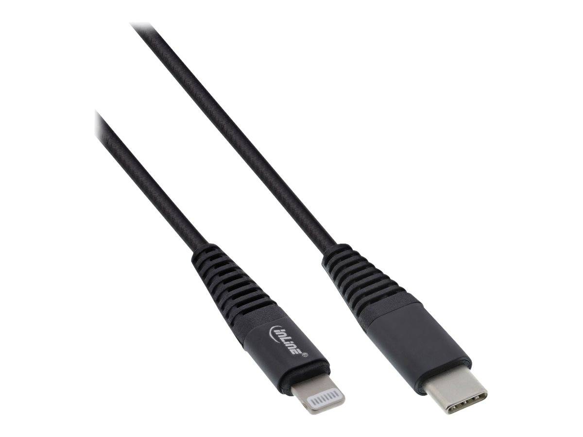 InLine - Lightning-Kabel - Lightning männlich bis USB-C männlich - 2 m - Schwarz - für Apple iPad/iPhone/iPod (Lightning)