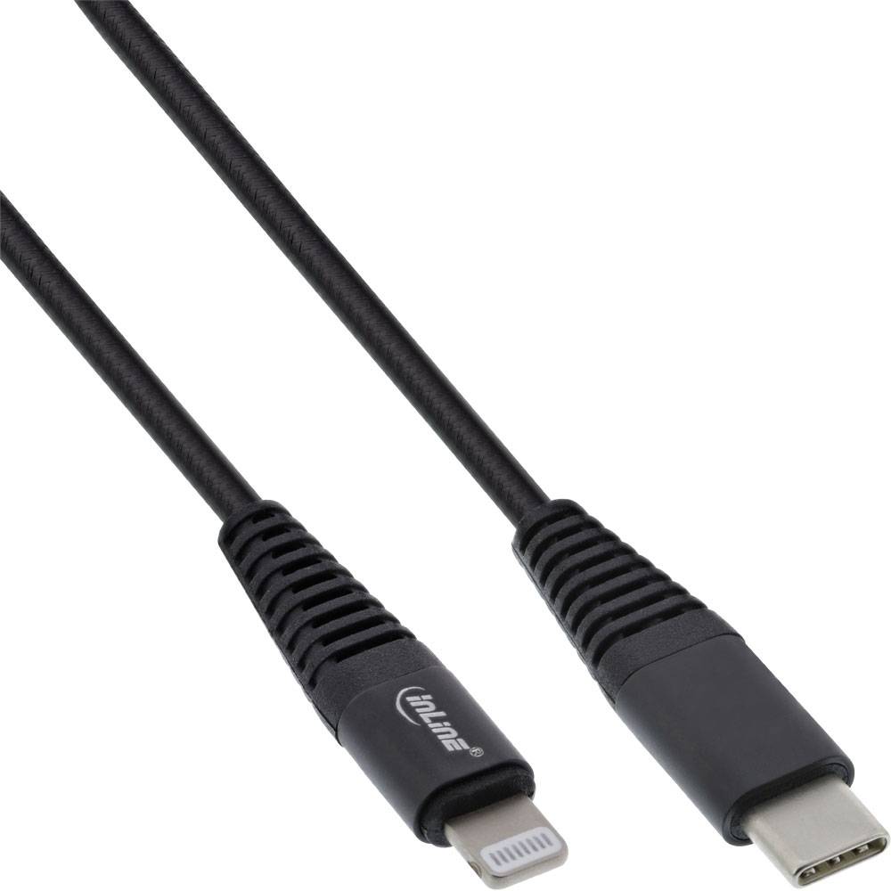 InLine - Lightning-Kabel - Lightning männlich bis USB-C männlich - 2 m - Schwarz - für Apple iPad/iPhone/iPod (Lightning)