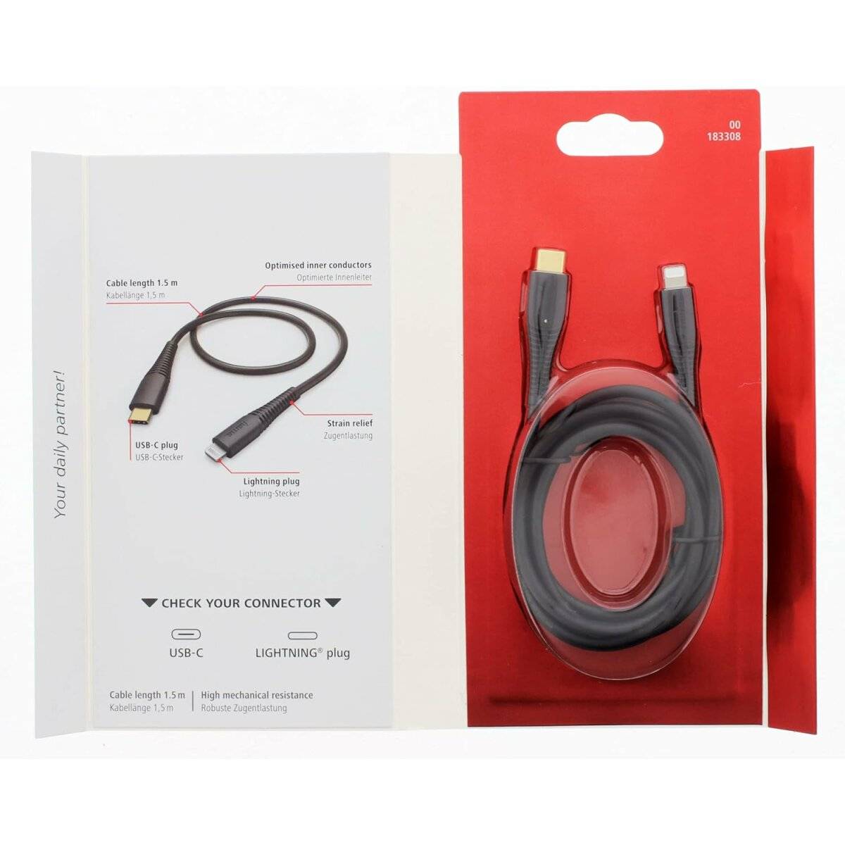 Hama 183308 Lade-/Datenkabel, USB-C auf iPhone Datenkabel