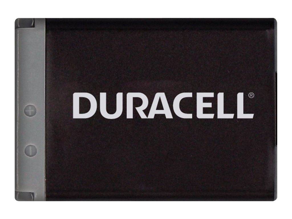 Duracell-Batteriepack mit schwarzem Etikett und silbernem Seitenlaschen.