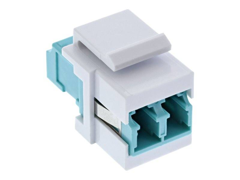 INLINE - LWL Keystone Snap-in Kupplung weiß - Duplex LC/LC - multimode - türkis