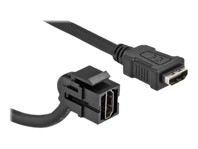 Delock - HDMI-Kabel - HDMI weiblich abgewinkelt, Keystone bis HDMI männlich gerade - 30 cm - Schwarz - unterstützt 4K 30 Hz (3840 x 2160)