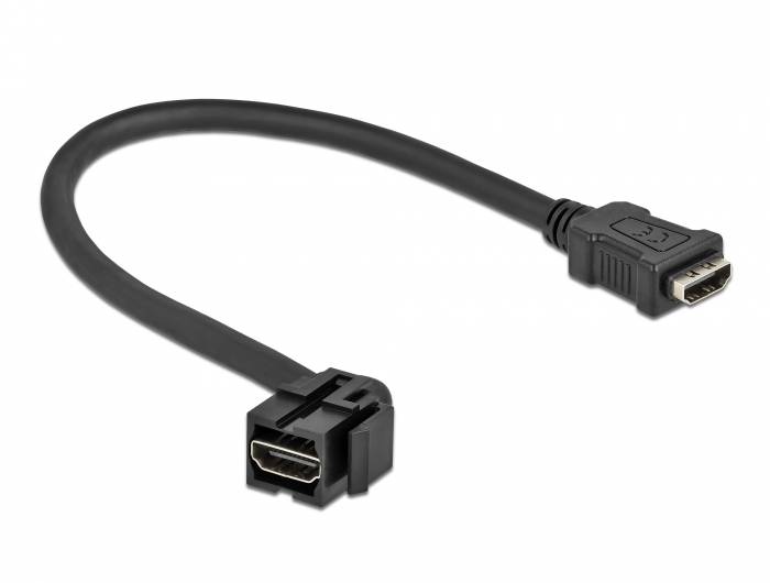 Delock - HDMI-Kabel - HDMI weiblich abgewinkelt, Keystone bis HDMI männlich gerade - 30 cm - Schwarz - unterstützt 4K 30 Hz (3840 x 2160)