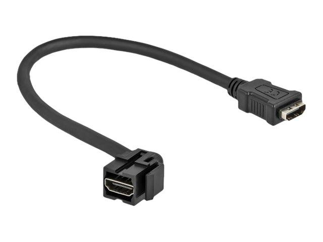Delock - HDMI-Kabel - HDMI weiblich abgewinkelt, Keystone bis HDMI männlich gerade - 30 cm - Schwarz - unterstützt 4K 30 Hz (3840 x 2160)
