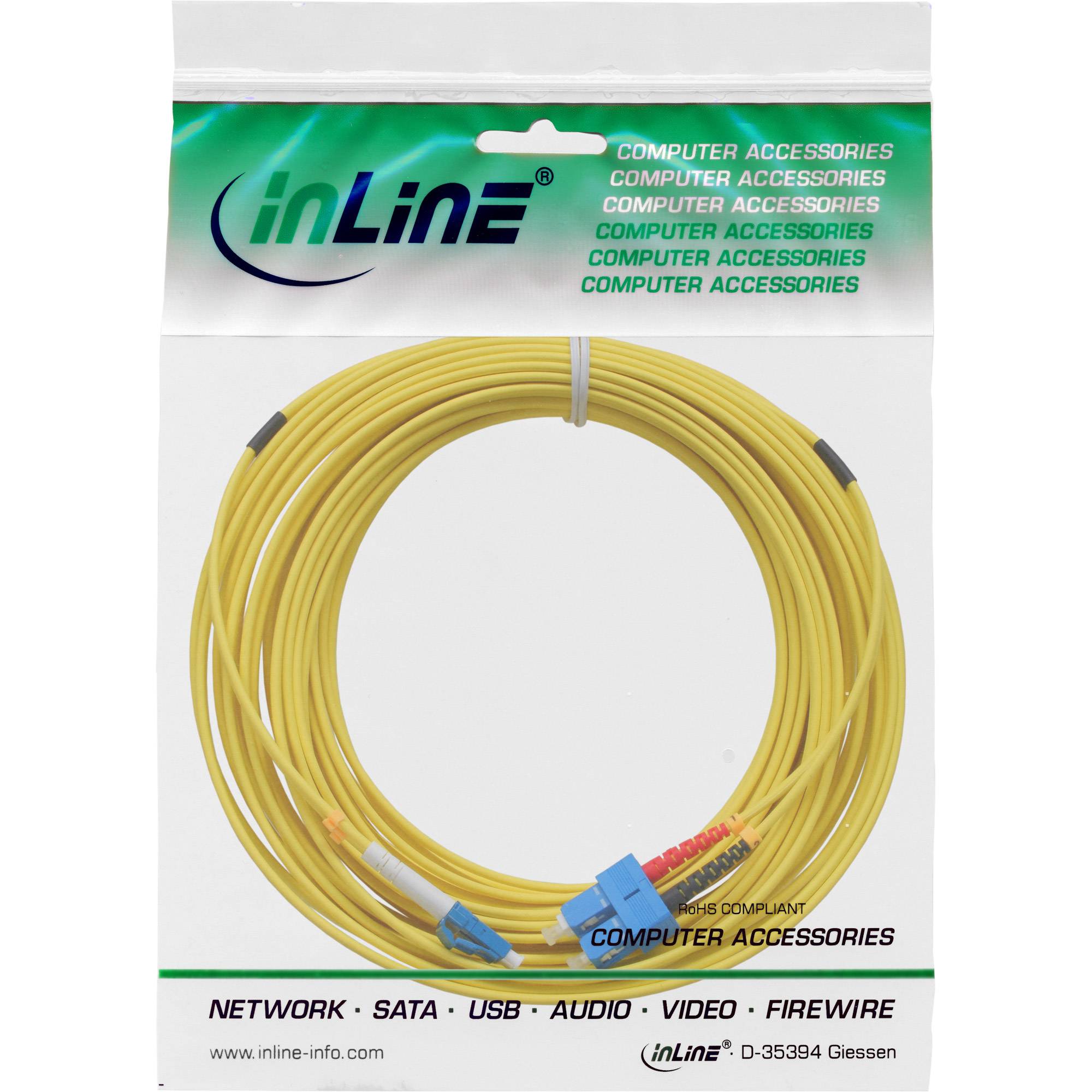 INLINE - LWL Duplex Kabel - LC/SC - 9/125µm - OS2 - 10m