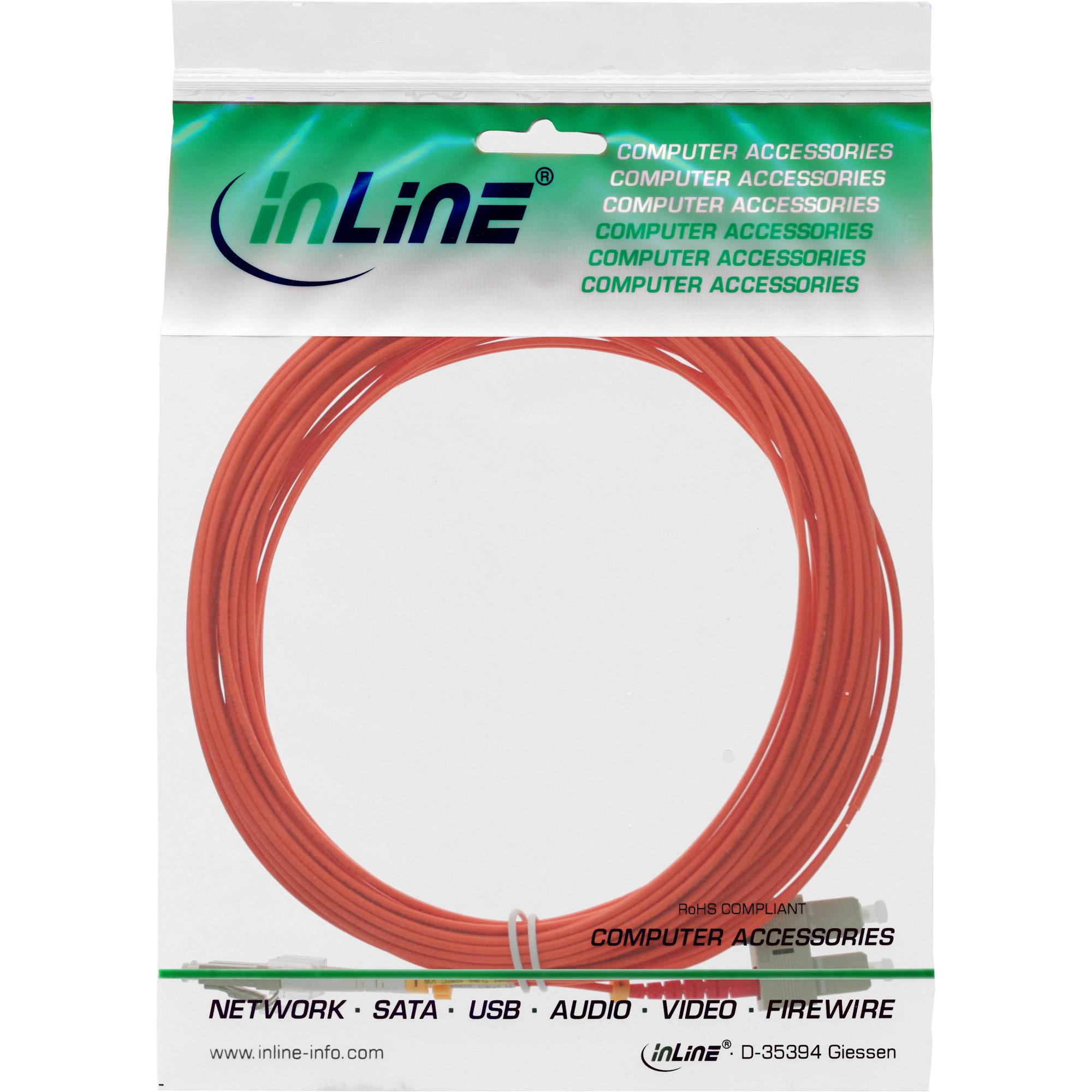 INLINE - LWL Duplex Kabel - LC/SC - 50/125µm - OM2 - 25m