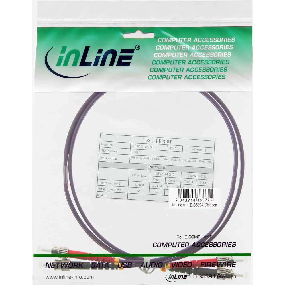 INLINE - LWL Duplex Kabel - ST/ST - 50/125µm - OM4 - 15m