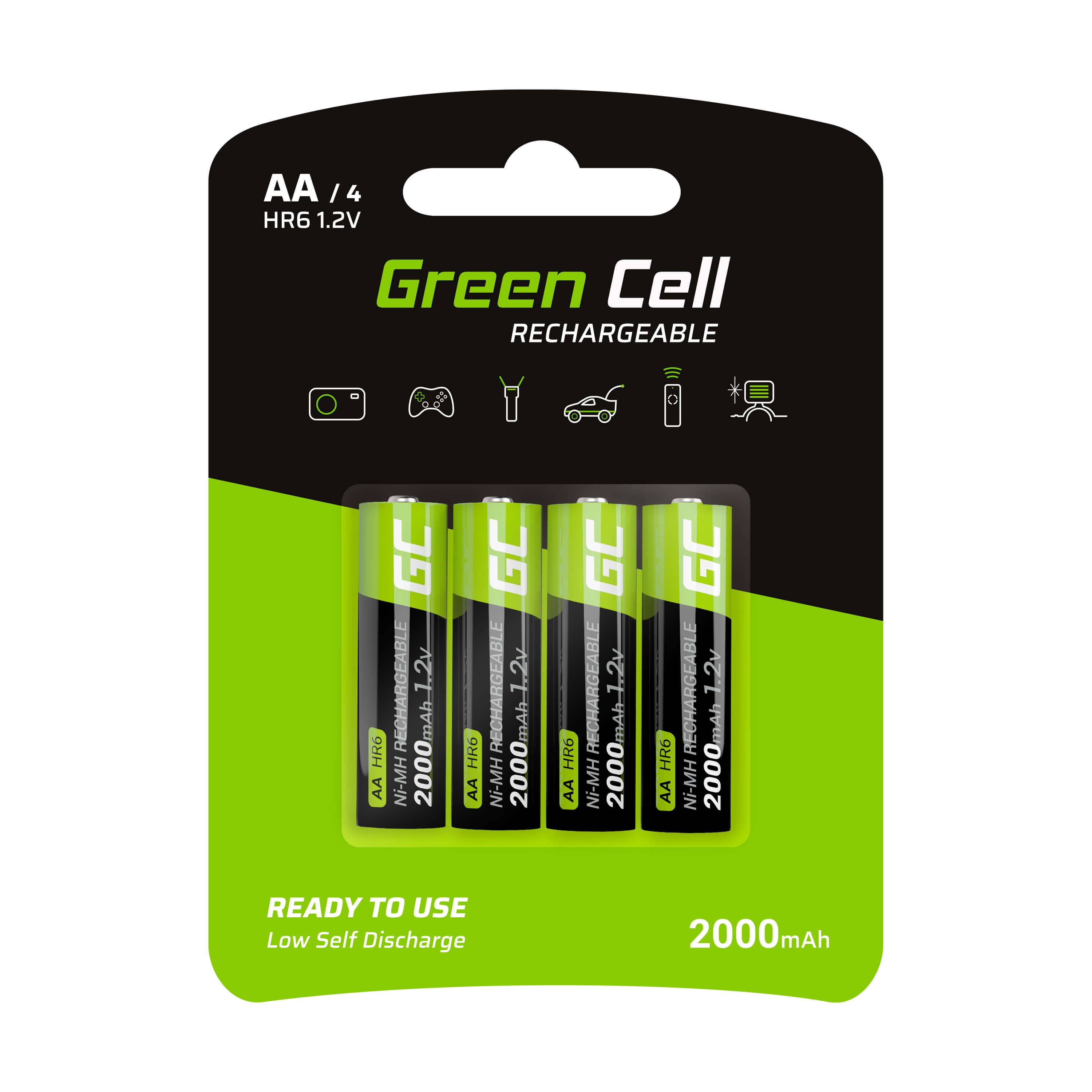Green Cell Wiederaufladbare Batterien Sticks 4x AA HR6 2000 mAh