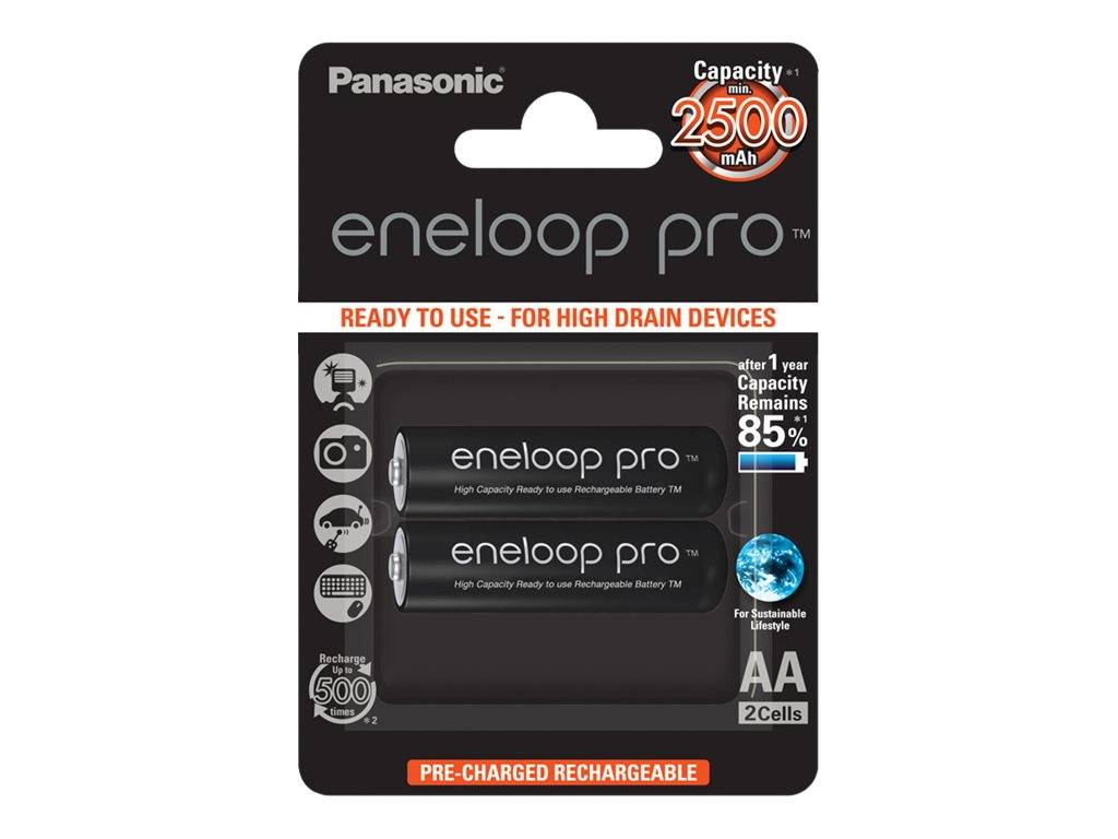 Panasonic eneloop pro BK-3HCDE/2BE - Batterie 2 x AA-Typ - NiMH - (wiederaufladbar)