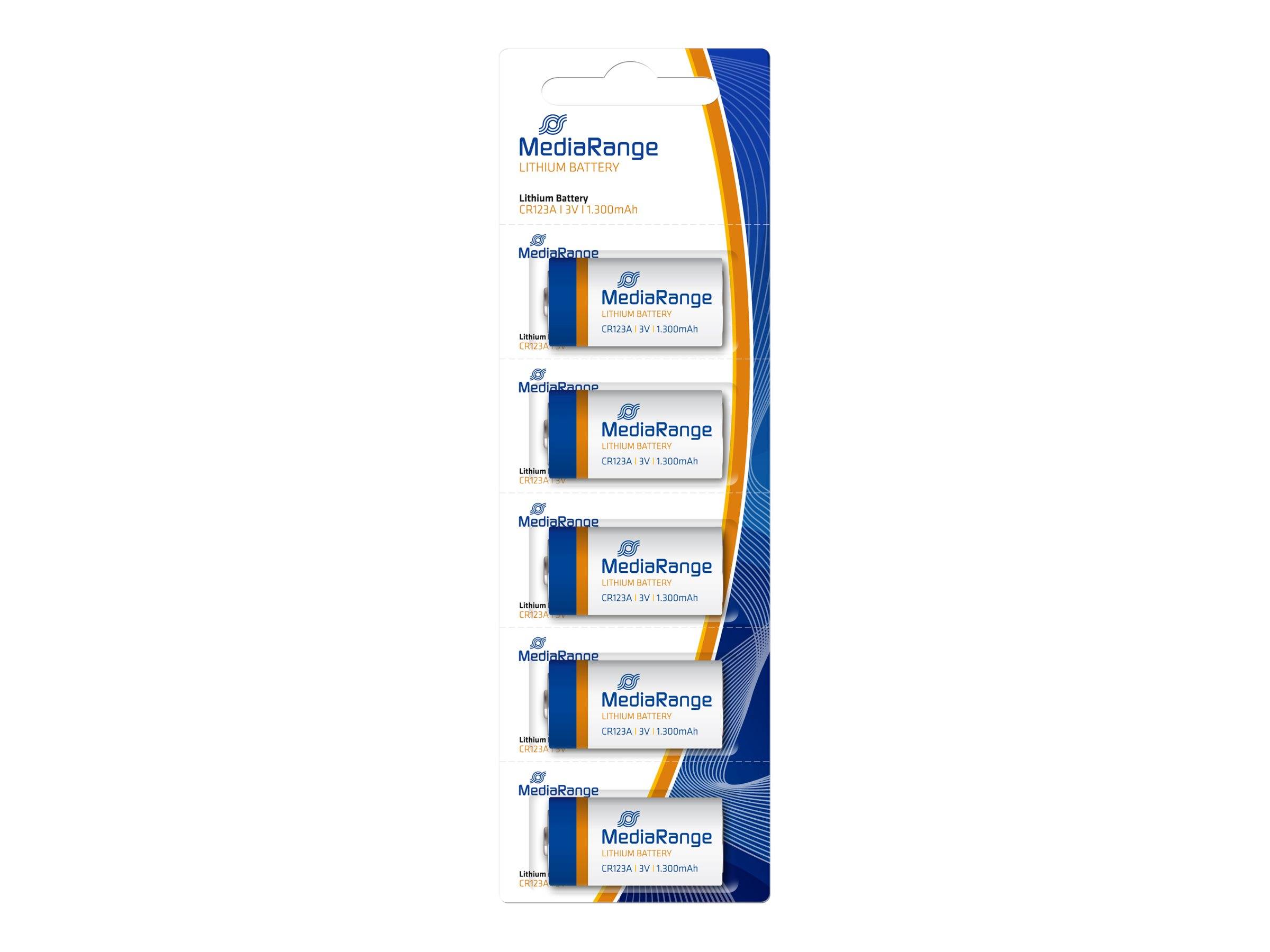 MediaRange - Batterie 5 x CR123A - Li - 1300