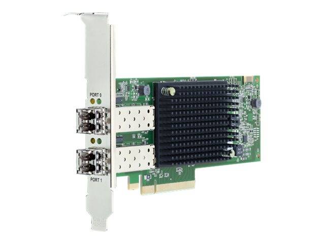 Netzwerk-Schnittstellenkarte mit zwei Anschlüssen, zwei Ethernet-Ports und einem großen schwarzen Kühlkörper auf einer grünen Leiterplatte.