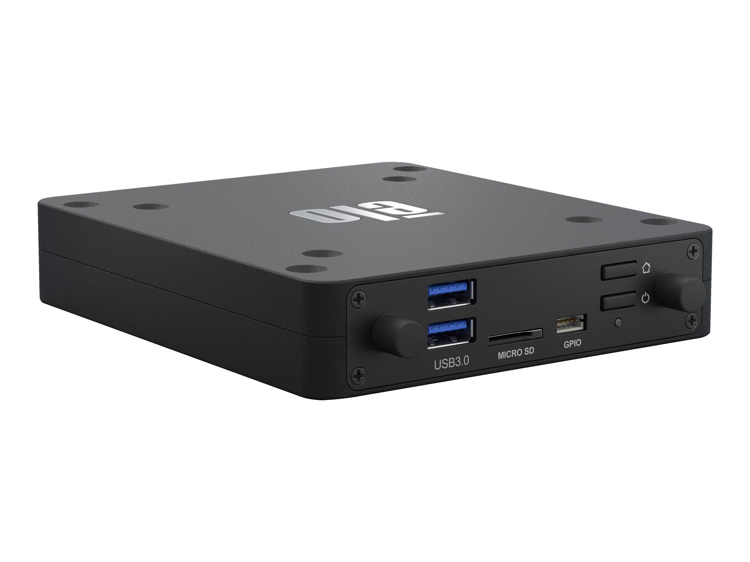 Schwarze kompakte Elektronikbox mit obenliegendem 'U2'-Logo, vordere USB 3.0- und microSD-Anschlüsse, GPIO-Slot und zwei seitliche Kippschalter