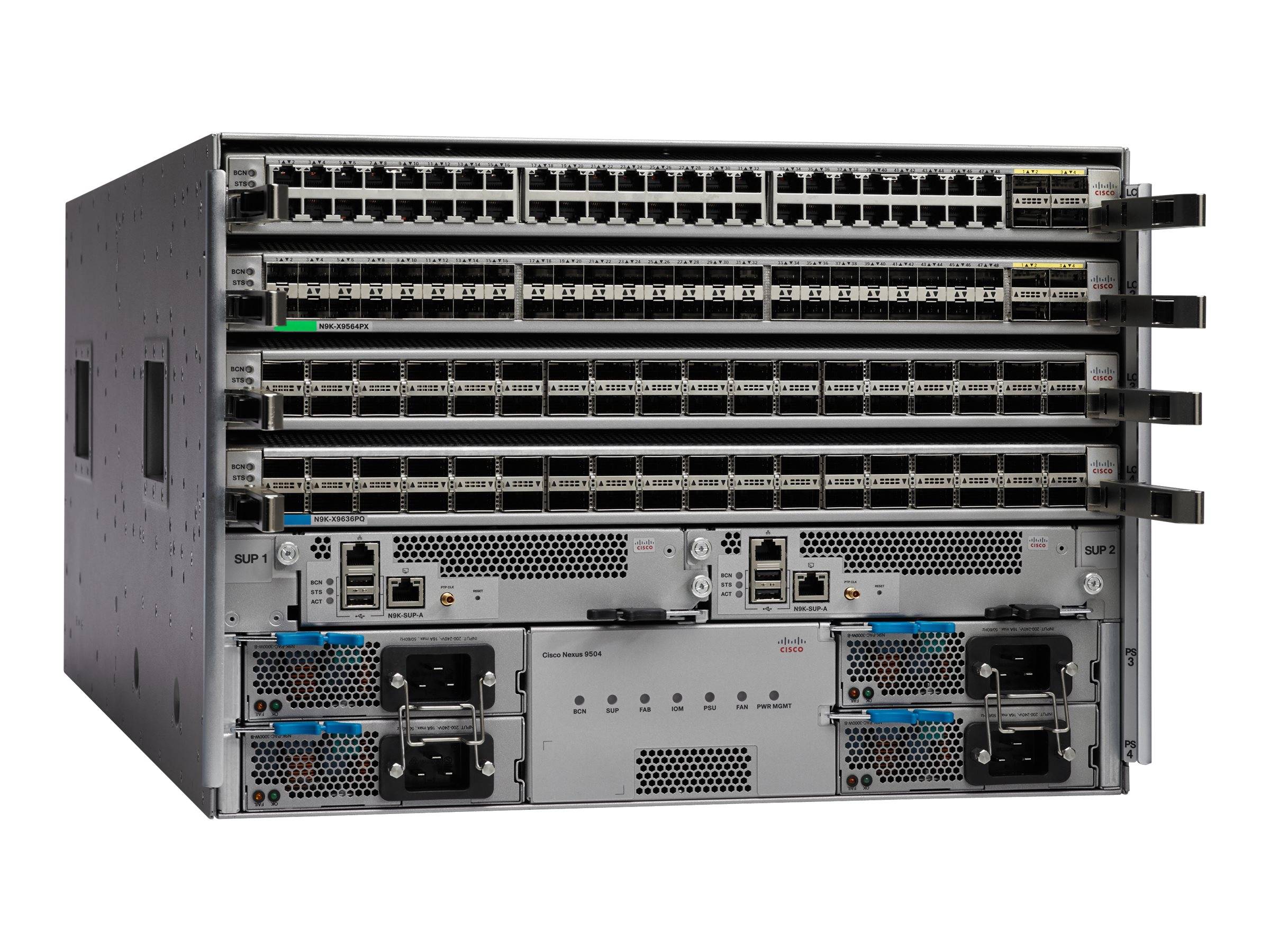 Cisco Nexus 9504 Chassis Bundle - Switch - L3 - managed - an Rack montierbar - mit Cisco Nexus 9500 Supervisor (N9K-SUP-A)
