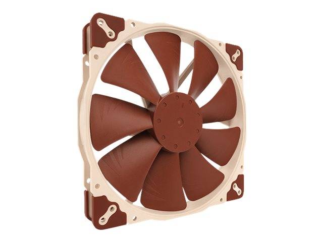 Braun-cremefarbener Computer-Kühlventilator mit sieben Blättern auf weißem Hintergrund.