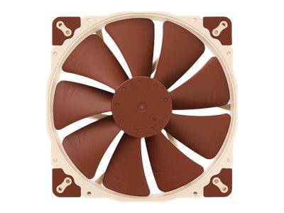 Beiger und brauner quadratischer Kühlventilator mit neun Blättern, frontal auf weißem Hintergrund dargestellt.