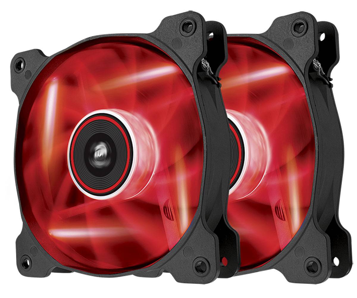 Corsair Air Series LED AF120 Quiet Edition - Gehäuselüfter - 120 mm - Rot (Packung mit 2)