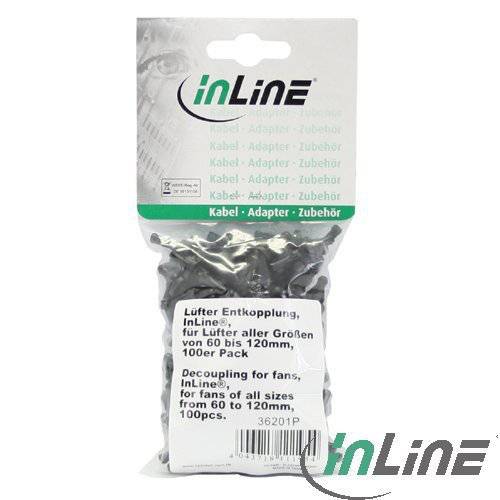 InLine - Vibrationsdämpfer-Kit für Systemlüfter - Schwarz (Packung mit 100)