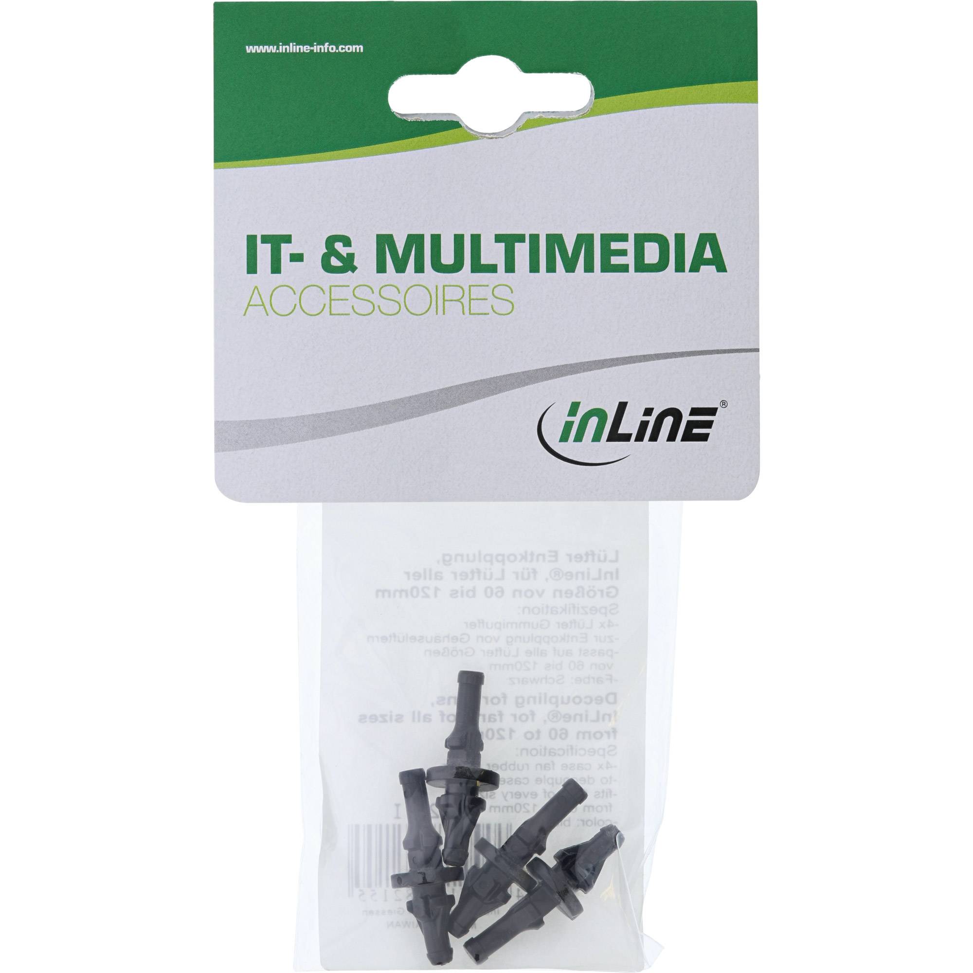 INLINE - Lüfter Entkopplung - für Lüfter aller Größen von 60 bis 120mm - 4er Pack
