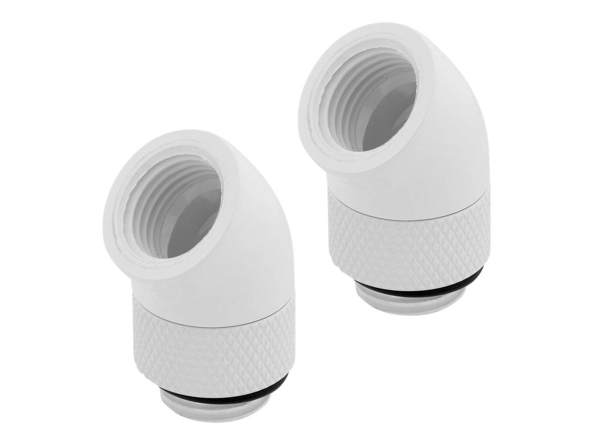 CORSAIR Hydro X Series 45° Rotary Adapter - Flüssigkühlsystemarmatur - weiß (Packung mit 2)