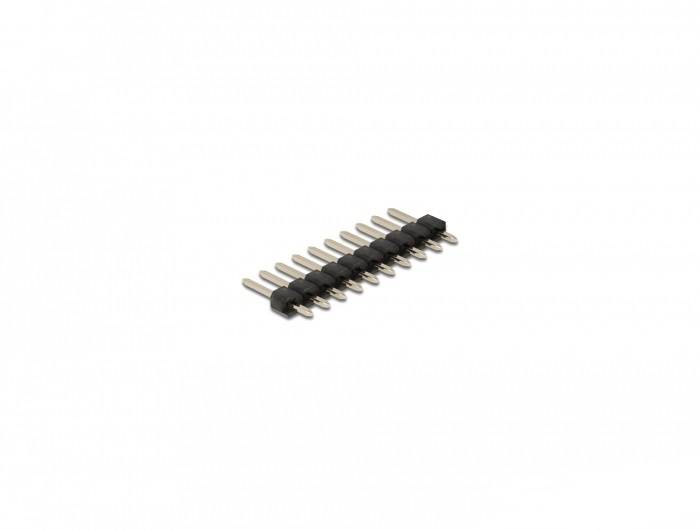 Delock - Pin-Header (10 polig, Abstand 2,54 mm) - Schwarz (Packung mit 5)