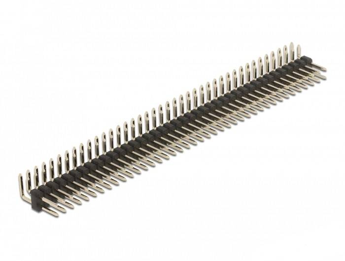 Delock - Stiftleiste (40 Stifte, Abstand 2,54 mm) - Schwarz (Packung mit 5)