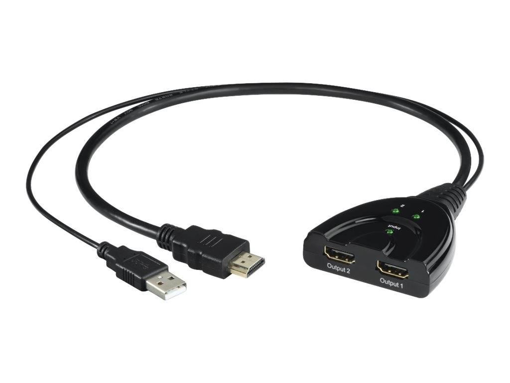 Hama 2-way - HDMI Splitter - Schwarz - 4K Unterstützung