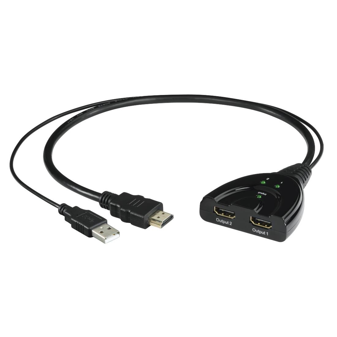 Hama 2-way - HDMI Splitter - Schwarz - 4K Unterstützung